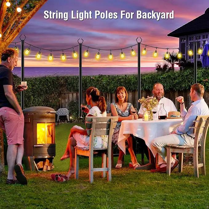 Aulimhti 10Ft Metal Poles with Fork for Outdoor String Lights,2 Pack Light Stand for Outside Garden,Patio,Wedding,Backyard,Deck,Party by GreenHaven Gardens