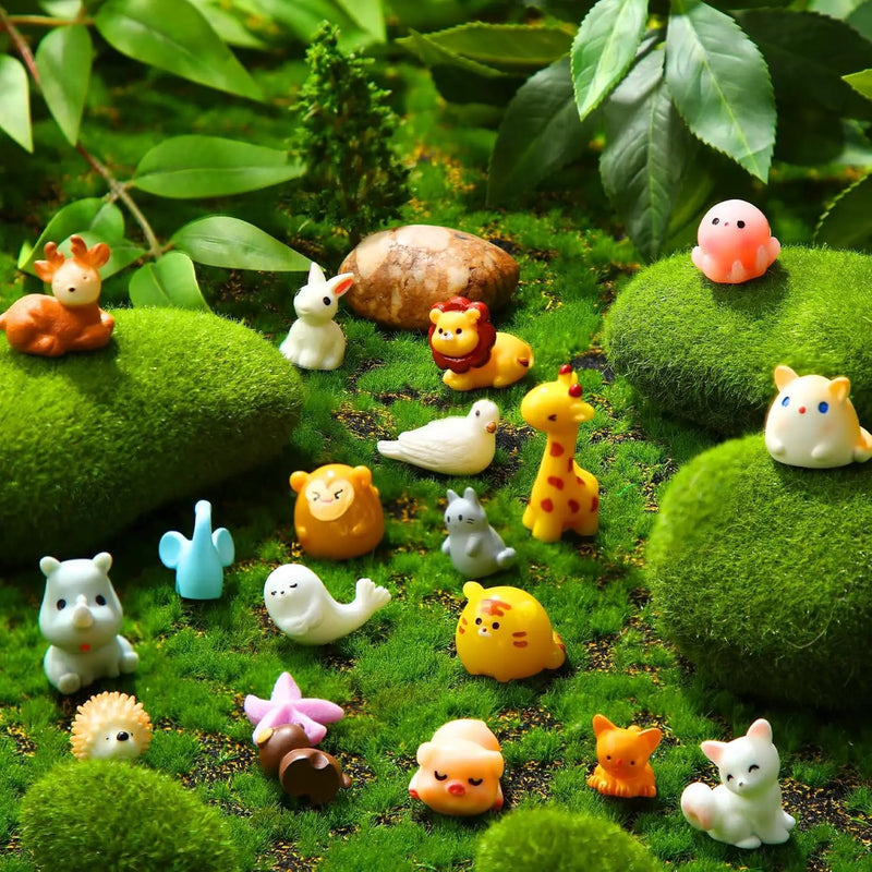 50 Pcs Mini Resin Animals Various Mini Animals Figurines for Farm Animal Figures,Dollhouse,Fairy House Garden,Micro Landscaping by GreenHaven Gardens