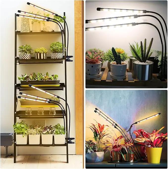 3head Plant Lights for Indoor Growing, Grow Light for Indoor Plants, Full Spectrum Growing Lamps with Clip, Auto ON & Off Timer 3/9/12H, 3 Switch Modes, 10-Level Dimmable Brightness by GreenHaven Gardens