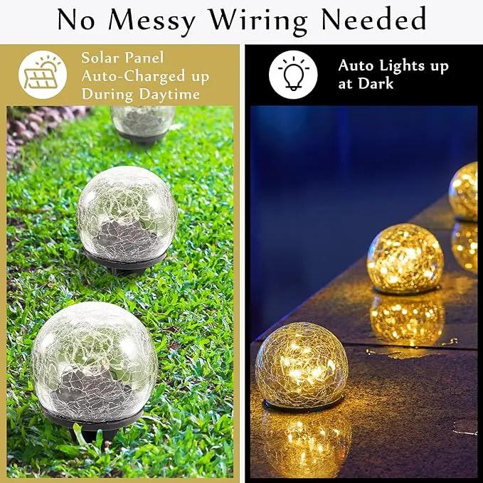 Honoson 3.9 Inch Solar Globe Lights Outdoor Waterproof, Solar Balls for Garden Cracked Glass Ball, Ground Landscape Garden Decor for Patio and Yard Lawn Backyard (12 Pieces) by GreenHaven Gardens