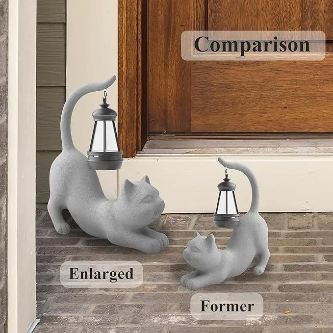Solar Cat Garden Statue 15 Inch Porch Patio Decor for Outside Yard Decoration Outdoor Unique Housewarming Gardening Birthday Gifts for Cat Lovers Women Grandma by GreenHaven Gardens