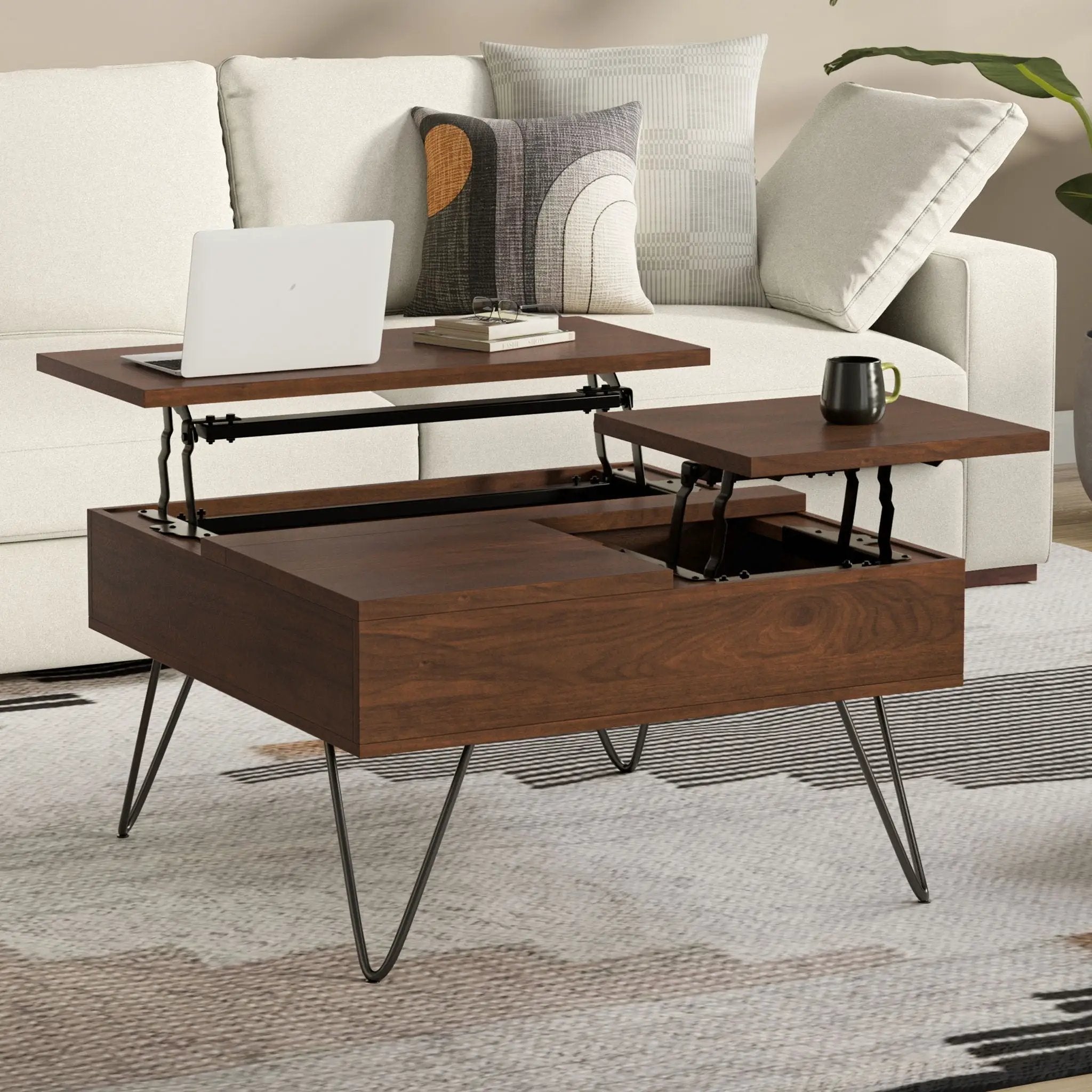 Hunter - Square Lift Top Coffee Table - Walnut by HouseOfZazla
