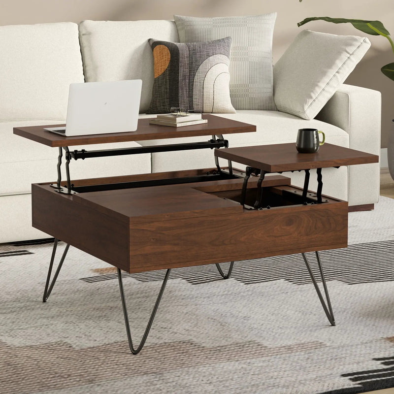 Hunter - Square Lift Top Coffee Table - Walnut by HouseOfZazla