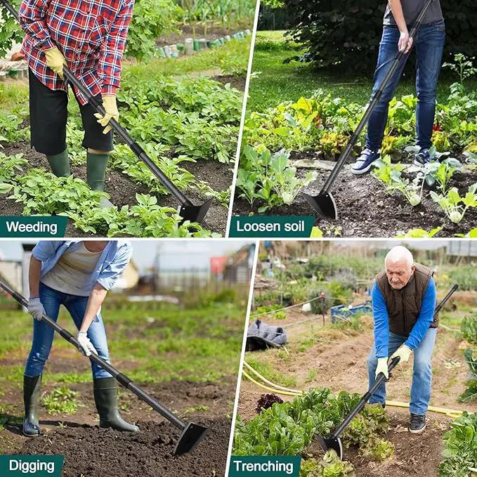 Hoe Garden Tool, Triangle Hoe Gardening Weeding Tool, 60" Long Handle Heavy Duty Manual Weeder Gardening Hand Tools for Weeding, Digging, Loosening Soil by GreenHaven Gardens