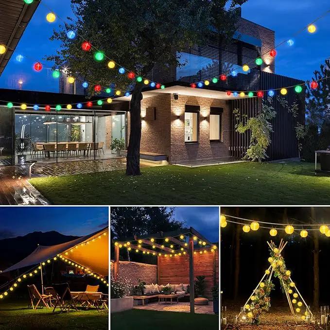 Solar Lantern String Lights Waterproof Outdoor, 40ft 40Led Warm White & Multi-Color Garden Lights Hanging Hemp Rope Nylon Lanterns with Remote, Timer for Yard, Balcony, Fences, Porch, Patio, Party by GreenHaven Gardens