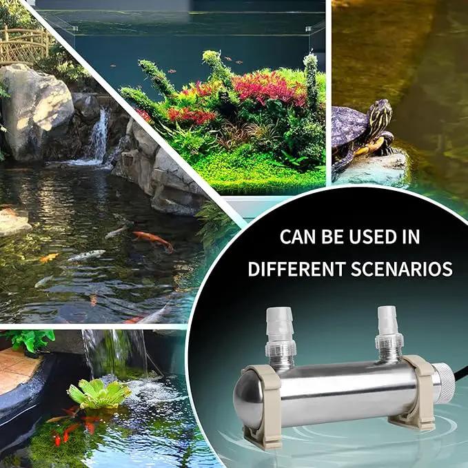 UV Pond Water Clarifier for 20-300 Gallon, UV Sterilizer for Swimming Pool, Spa, Large Fish Tank, Cold Plunge, 12MM/16MM/20MM/Pipe Diameter Available Ultraviolet Clarifier for Green Water by GreenHaven Gardens