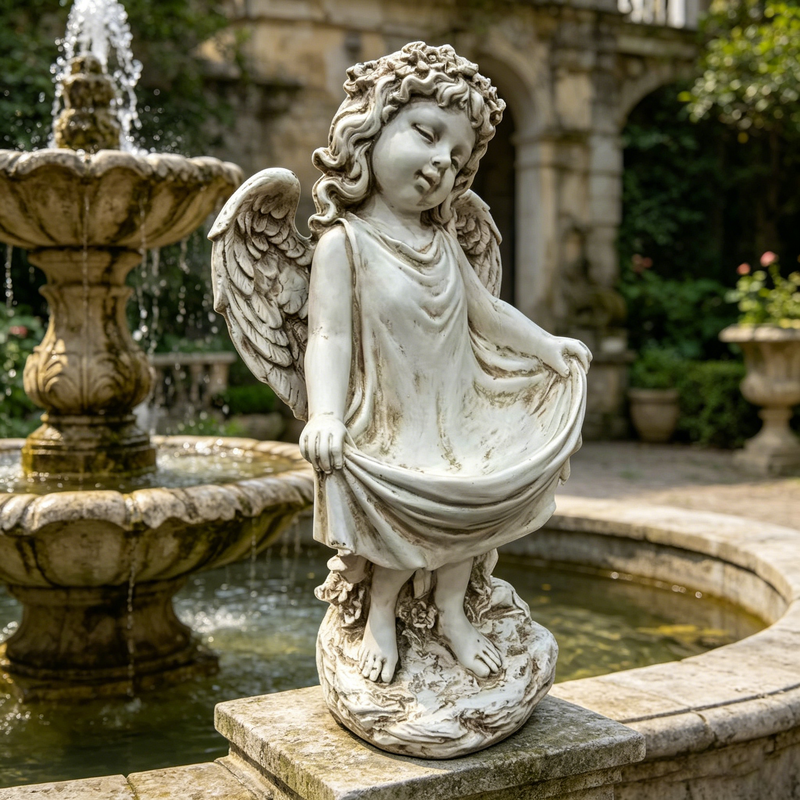 21.06" Tall Weathered Angel Cherub Garden Statue by HouseOfZazla