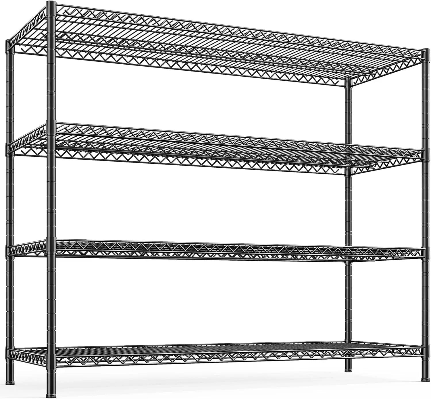 REIBII 2560LBS Storage Shelves 55.5"W Metal Shelving Unit 4 Tier Wire Shelving Commercial Adjustable Garage Shelving Heavy Duty for Storage Rack for Pantry, Garage, Kitchen, 55.5"W x 18"D x 55.5"H by GreenHaven Gardens