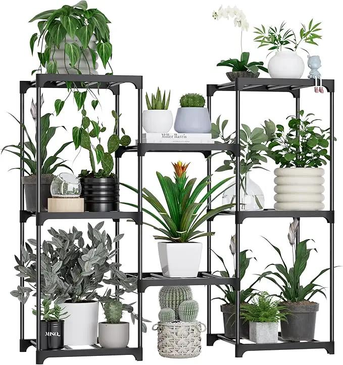 Metal Plant Stand Indoor Outdoor Plant Shelf Stand, 3 Tiers 8 Pots Potted Flower Plant Stands for Indoor Plants Multiple, Plant Shelves Stands Rack for Patio, Balcony, Living Room by GreenHaven Gardens