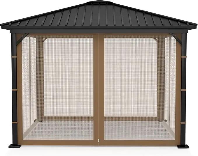 Gazebo Replacement Netting Screen Mosquito Net Screen Walls for 10 x 10 ft Outdoor Gazebo Canopy, 4-Panel with Double Zippers for Outdoor Patio (Only Netting) by GreenHaven Gardens