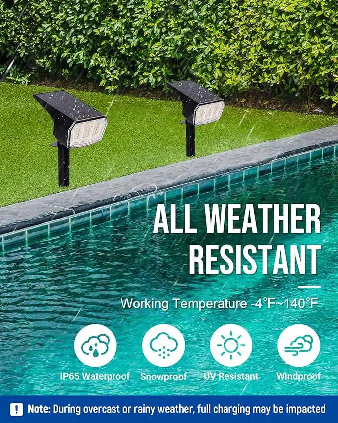 Solar Spotlights - 63LED Outdoor Solar Lights, 3 Pack, IP65 Waterproof, Warm Light by GreenHaven Gardens