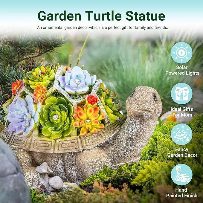 GIGALUMI 11.5 Inch Solar Garden Statues Turtle Figurine Lights for Outside Garden Decor, Yard Decorations Outdoor Housewarming Gifts for Mom, Women for Mothers Day by GreenHaven Gardens