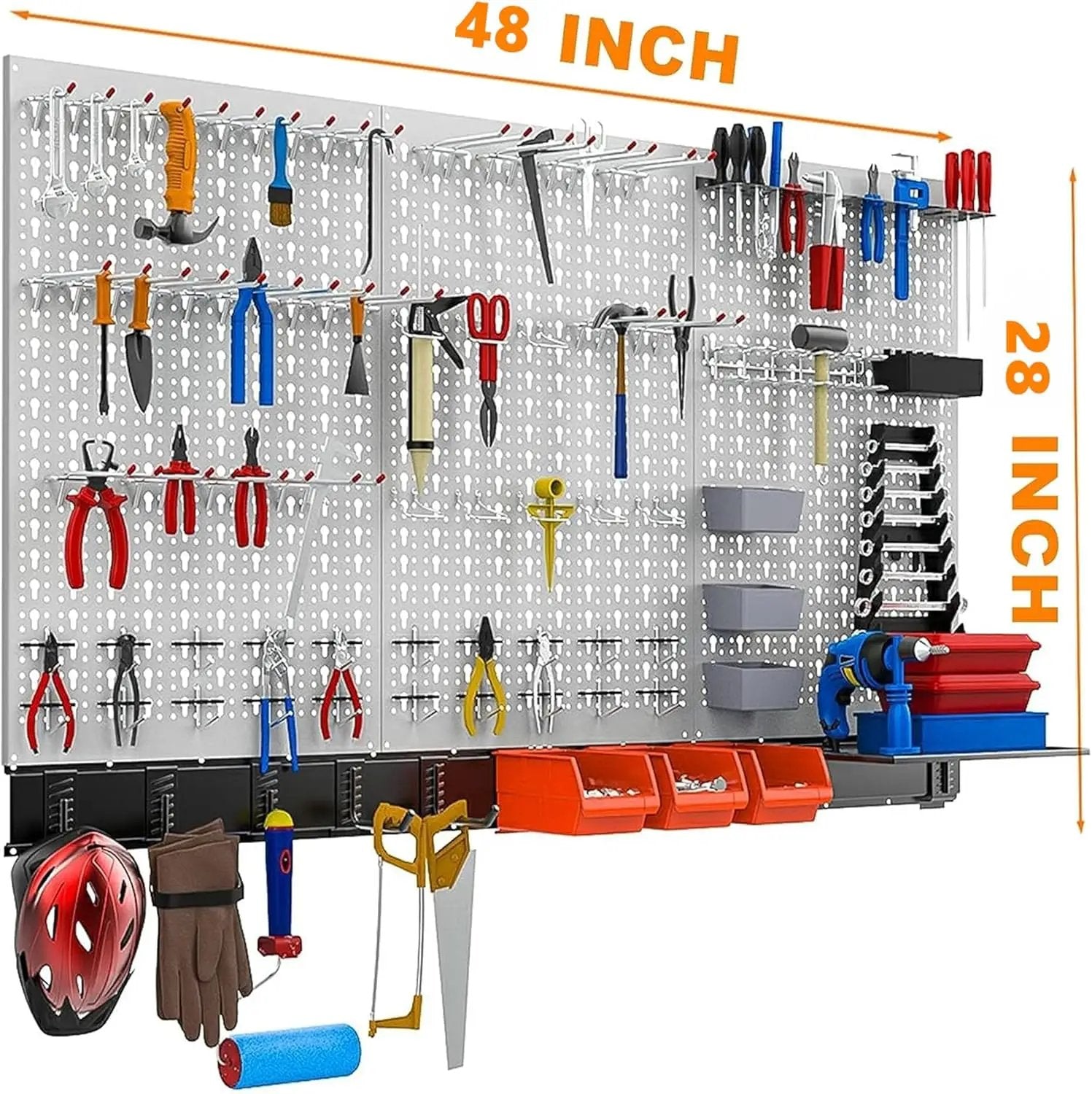 TORACK 109Pcs Pegboard Wall Organizer 4 ft. Garage Metal Pegboard Standard Utility Tool Storage Kit w/Toolboard Hooks & Pegboard Hooks Accessories, Wall Mounted Storage Bins & Shelf by GreenHaven Gardens