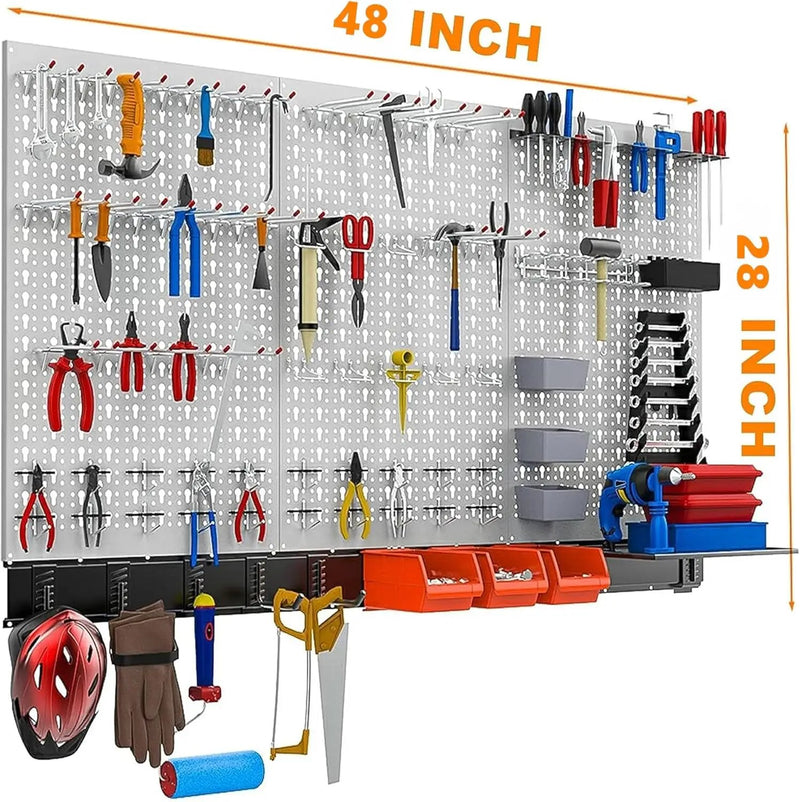 TORACK 109Pcs Pegboard Wall Organizer 4 ft. Garage Metal Pegboard Standard Utility Tool Storage Kit w/Toolboard Hooks & Pegboard Hooks Accessories, Wall Mounted Storage Bins & Shelf by GreenHaven Gardens