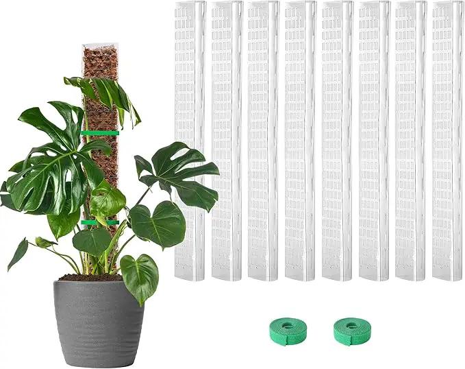 EOX 8 Pcs 24 Inch Plastic Moss Pole for Plants Monstera, Plant Poles for Climbing Plants, Plant Support for Indoor Plants Work with Sphagnum Moss, Garden Ties by GreenHaven Gardens