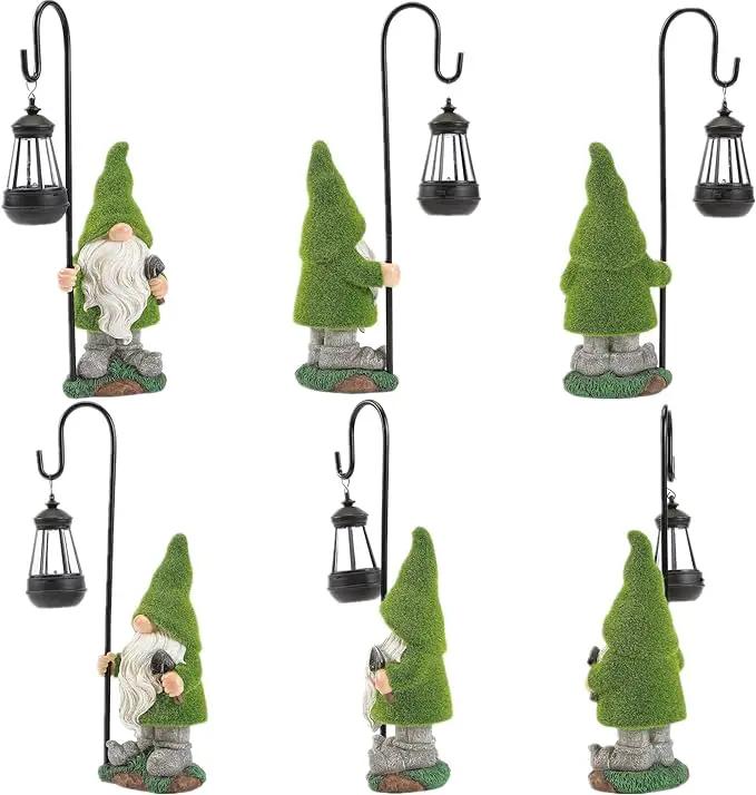 Flocked Garden Gnome Statue, Large Outdoor Gnome with Solar Lights, Funny Garden Figurines for Outdoor Home Yard Decor (15.8 Inch Tall) by GreenHaven Gardens