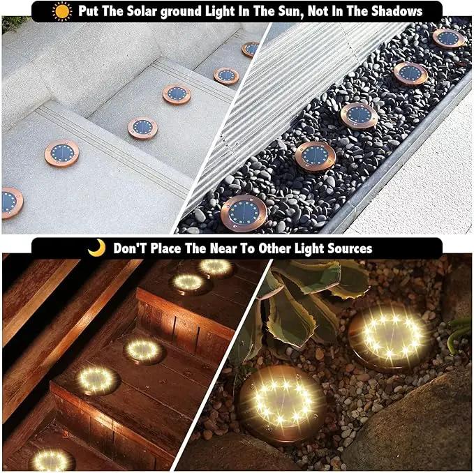 Solar Ground Lights Outdoor Waterproof Flat Garden Solar Disk Lights Outdoor Floor Lights 12 LED 4 Pack for Garden Patio Pathway Landscape Driveway Yard Path Decor by GreenHaven Gardens