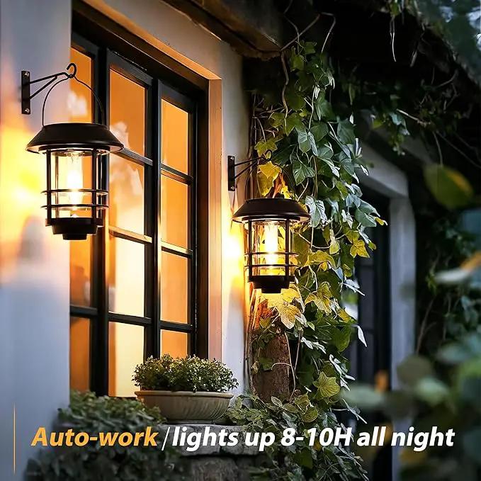Otdair Solar Lantern Outdoor - 2 Glass Hanging Lights, Waterproof Wall Sconce, Decorative for Front Porch, Yard and Garden by GreenHaven Gardens