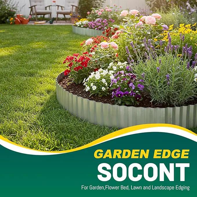 Corrugated Metal Garden Edging, 8"×10Ft Durable Landscape Border for Garden, Lawn, Flower Beds and Paver Edging (Silver) by GreenHaven Gardens
