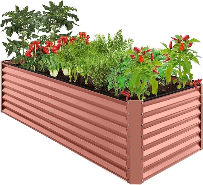Best Choice Products 8x4x2ft Outdoor Metal Raised Garden Bed, Deep Root Planter Box for Vegetables, Flowers, Herbs, and Succulents w/ 478 Gallon Capacity - Terracotta by GreenHaven Gardens