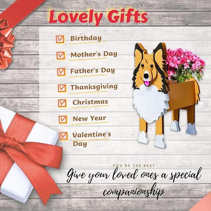 Sheltie Dog Planter Plant Pots,Cute Garden Dog Flower Planter,Large Dog Planters Birthday Gifts for Women,Office,Indoor/Outdoor Decor(9.84 * 7.87 * 17in) by GreenHaven Gardens