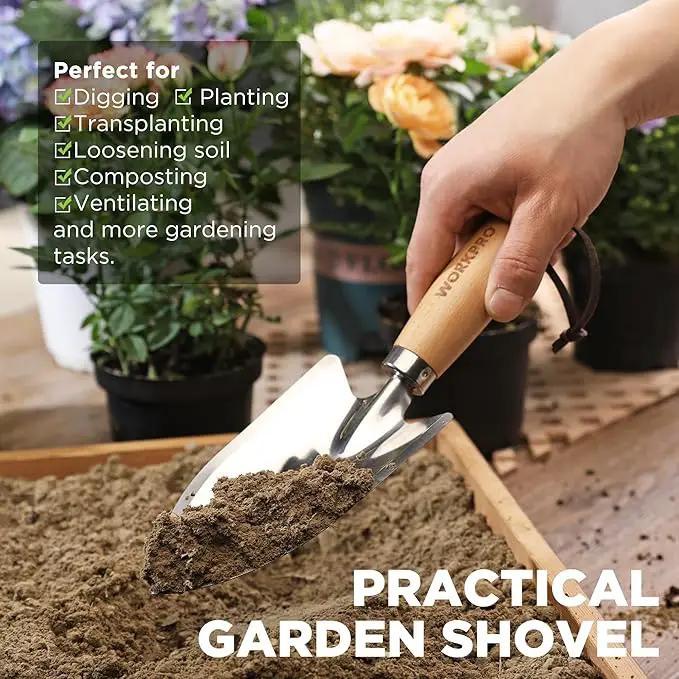 WORKPRO Garden Tool Set, 3 Pcs Gardening Hand Tools with Wood Handle, Weed Puller, Crack Weeder, Hand Trowel, for Planting, Digging, Weeding, Ideal Gardening for Women & Men by GreenHaven Gardens