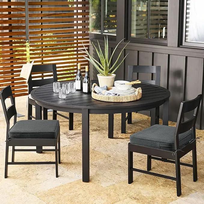 Outdoor Square Corner Seat Cushion, 18.5"x16"x3", Set of 4, Non Slip Seat Cushion Pads with Removable Cover for Patio Furniture, Garden Yard Lawn, Charcoal Gray by GreenHaven Gardens