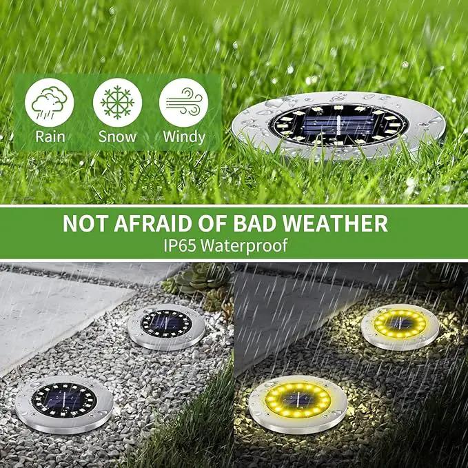 NFESOLAR Solar Lights Outdoor with 16 LEDs, Bright Solar Ground Lights Outdoor Waterproof Solar Disk Lights for Pathway Garden Yard Lawn Walkway Driveway (Warm White 8pack) by GreenHaven Gardens