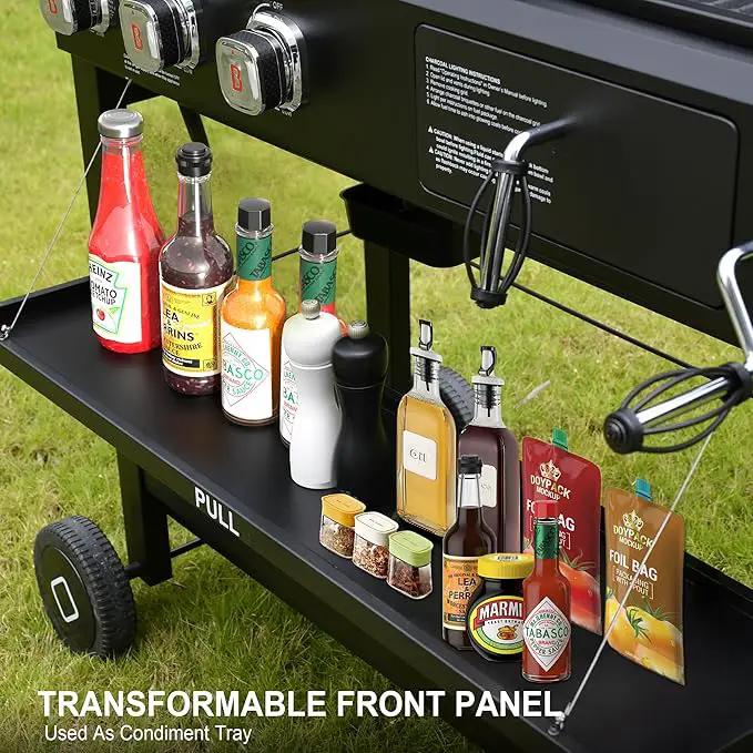 Brand-Man Propane Gas and Charcoal Grill Combo, Dual Fuel BBQ Combo Grill with Stainless Steel Dual Lids & 2 Side Shelves for Outdoor Kitchen & Backyard Barbecue Cooking by GreenHaven Gardens