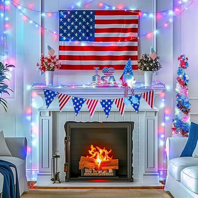 JMEXSUSS Red White & Blue Lights Clear Wire, 66 Ft 200 LED 4th of July Decorations String Lights Plug in, Christmas Lights for Independence Day Celebration Party Memorial Day Patriotic Holidays Decor by GreenHaven Gardens