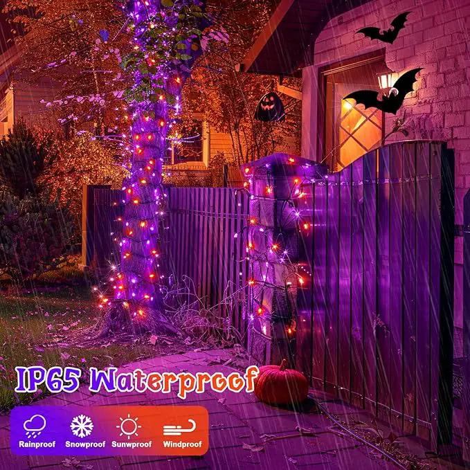2 Pack Orange and Purple Halloween Lights, Total 151ft 400 LED Halloween Solar Lights Outdoor,8 Modes Solar String Lights Outdoor Waterproof by GreenHaven Gardens