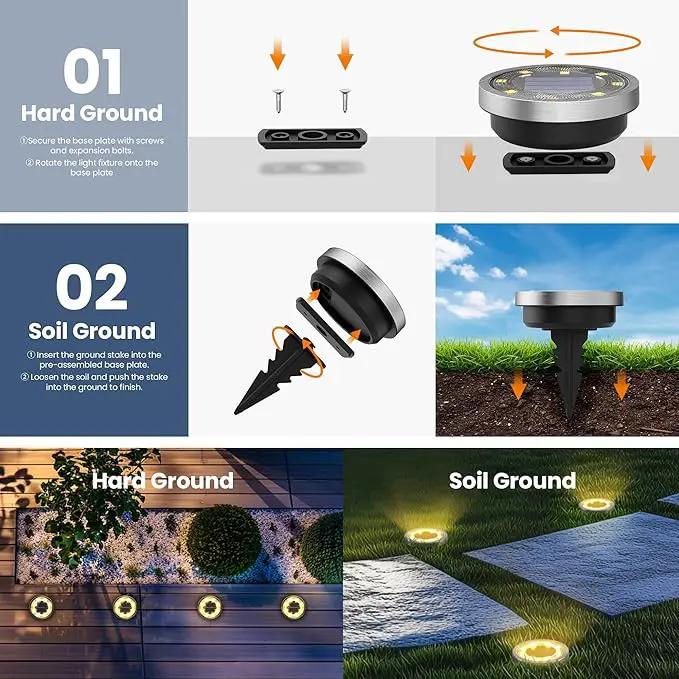 SOLPEX 2 Pack Solar Ground Lights Outdoor Waterproof, Solar Powered Pathway Lights, Landscape Lighting for Garden Walkway Driveway Backyard Decor (Warm White) by GreenHaven Gardens