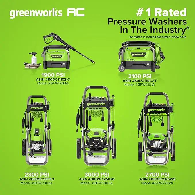 Greenworks Pro Brushless 2700 PSI (CSA Certified) 2.3 GPM Max / 1.2 GPM Electric Pressure Washer (Foldable Handles, Rugged Steel Frame, 25 FT Hose, 35 FT GFCI Power Cord) by GreenHaven Gardens