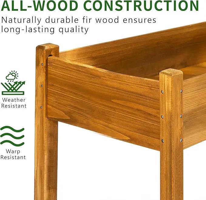 Premium Fir Wooden Raised Garden Bed with Four Legs for Backyard and Balcony Gardening,Suitable for Indoor and Outdoor use,49.5''×23.5''×30'' by GreenHaven Gardens