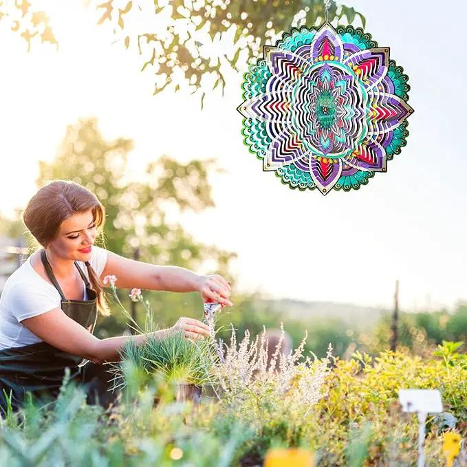 Wind Spinner for Yard and Garden,12in 3D Wind Spinner Mandala Purple Starlight,Wind Spinners Outdoor&Indoor Yard Art Decor,Christmas Decoration,Wind Sculpture Gift for Women/Mother/Men by GreenHaven Gardens