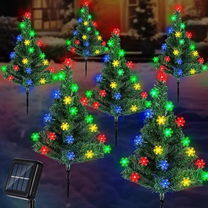 Retisee 6 Pack Solar Christmas Tree Pathway Lights Decorations Outdoor LED Snowflake Lights 8 Modes Prelit Small Christmas Tree Waterproof Solar Stake Lights for Garden, Yard, Lawn, Cemetery by GreenHaven Gardens