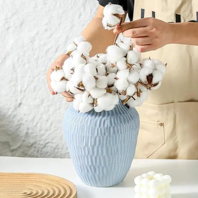 Ceramic Vase for Home Decor,7.8 Inch Flower Vases，Decorative Blue Vase for Pampas Grass，Modern Art Texture Vases for Home Entryway Living Room Dining Table Farmhouse Office Decor-Mat Blue by GreenHaven Gardens