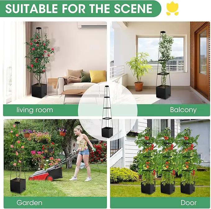 MQFORU Raised Garden Bed Planter Boxes with Trellis, 57" Self-Watering Tomato Planter Boxes with Trellis for Climbing Vegetable and Plants, Tomato Cage for Indoor Outdoor Use by GreenHaven Gardens