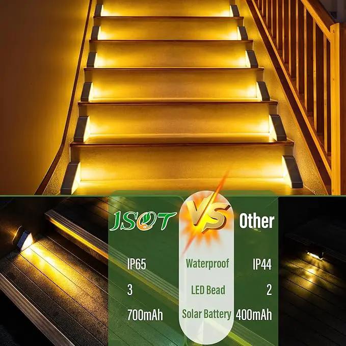 JSOT Solar Step Stair Lights Outdoor Yard Decor 6 Pack, IP65 Waterproof Deck Lighting for Outside Solar Powered, Solar Garden Light Decor for Fence, Backyard, Front Porch Step, Balcony, Wall and Patio by GreenHaven Gardens