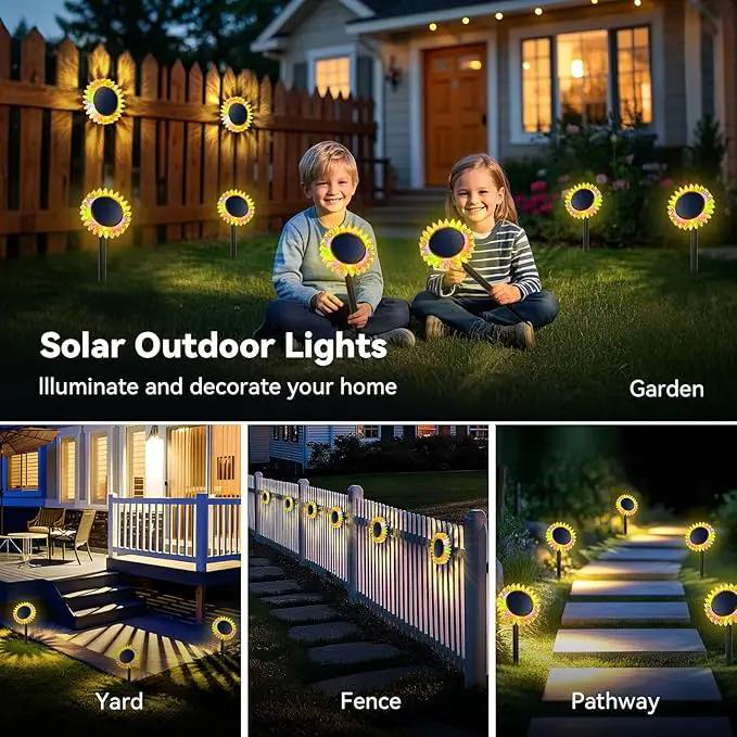 Hogni Solar Pathway Lights - 2 Pack LED Sunflower Garden Light, Waterproof Outdoor Decor for Wall, Lawn, Yard, Walkway, Patio, Landscape by GreenHaven Gardens