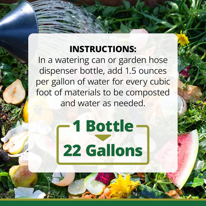 TeraGanix Compost Accelerator (1 Bottle = 22 Gallons), Reduce Odors, Liquid Compost Starter Concentrate, Reduce Composting Time, USDA Organic, 1 Quart (32 fl oz) by GreenHaven Gardens