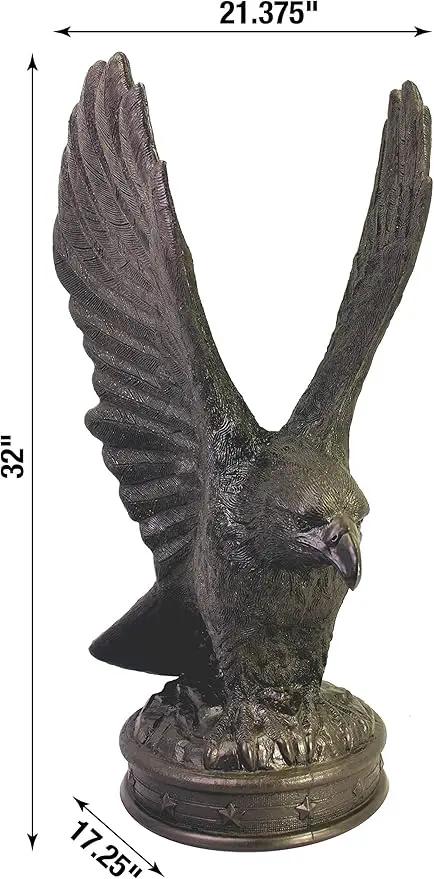 EMSCO Group Freedom Eagle Statue – Natural Bronze Appearance – Made of Plastic Resin – 32” Height by GreenHaven Gardens