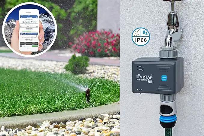 LinkTap G1S Wireless Water Timer (Requires Gateway), Smart Irrigation Hose Faucet Timer, Greater Range Than WiFi Sprinkler Timer, 2 Year Battery Life, Weather Aware, Alexa by GreenHaven Gardens