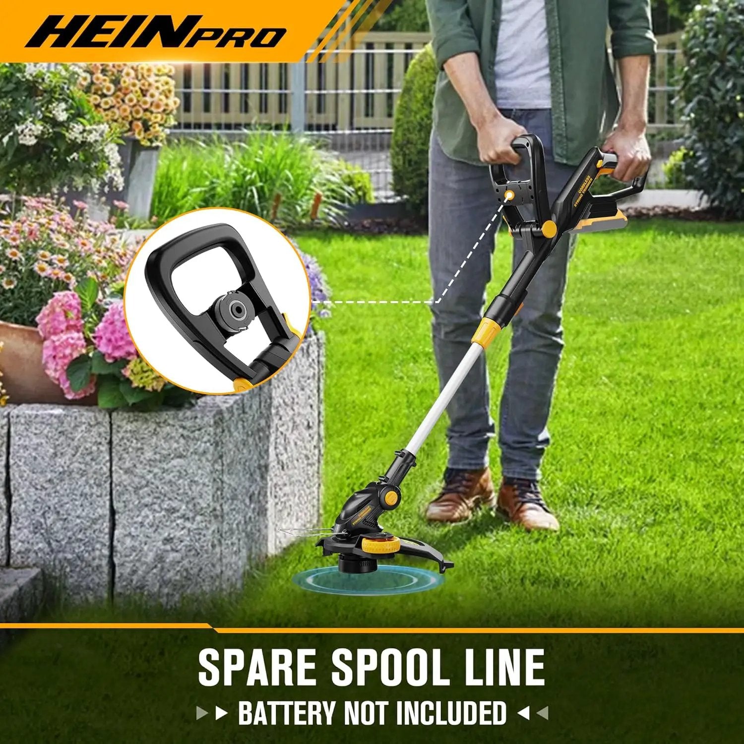 Cordless String Trimmer Compatible with Dewalt 20V Battery, 12-Inch Weed Wacker Cordless Auto Line Feed,Electric Weed Eater Battery Powered Grass Trimmer w/6 Line Spools(Tool Only) by GreenHaven Gardens