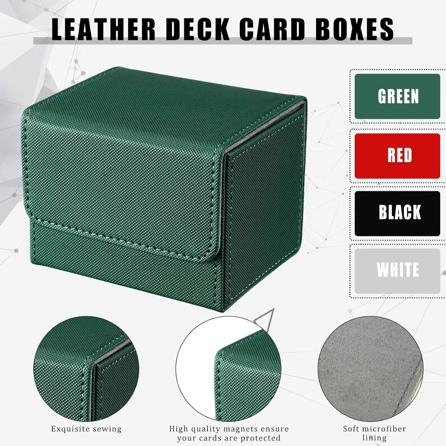 Yookeer 4 Pieces Leather Deck Card Boxes Cards Deck Game Box for Collectible Playing Card Box Compatible with MTG Commander(Black, White, Red, Green,Horizontal) by GreenHaven Gardens