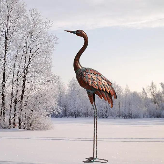 chisheen Outdoor Garden Crane Statues and Sculptures Metal Yard Art Statue for Garden Decoration Large Size by GreenHaven Gardens