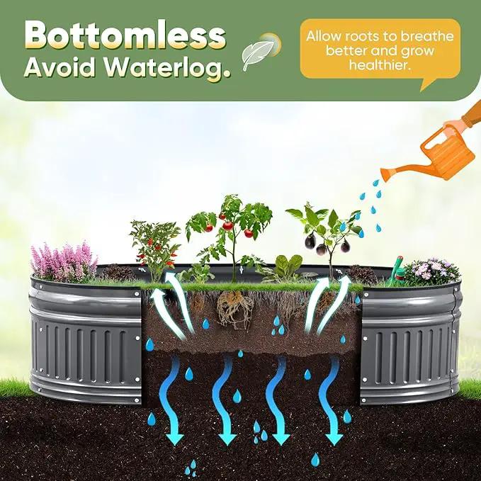 KING BIRD Raised Garden Bed Kit 2025 Upgraded Modular DIY Galvanized Planter Garden Box Outdoor for Gardening, Vegetables, Flowers, Elegant Roman Column Design, 94x24x12 in, Dark Grey by GreenHaven Gardens