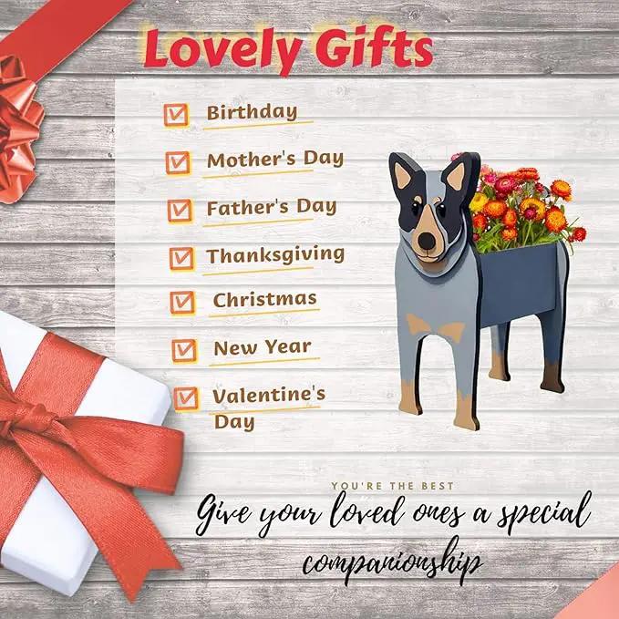 Australian Cattle Dog Planter Plant Pots,Cute Garden Dog Flower Planter,Dog Planters Birthday Gifts for Women,Office,Indoor/Outdoor Decor（9.45 * 9.02 * 13.39in） by GreenHaven Gardens