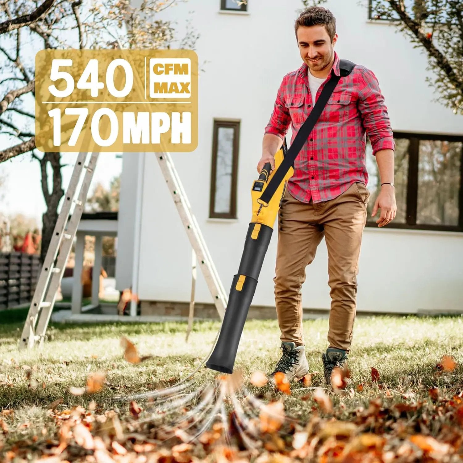 Cordless Leaf Blower 540CFM, Electric Blower with 6 Speed Mode, Powered Leaf Blowers for Lawn Care, Patio, Blowing Leaves (No Battery) by GreenHaven Gardens