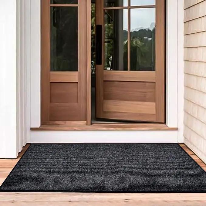 Low Profile Rubber Door Mat, 60x35inch, Heavy Duty, Durable Doormat, Indoor and Outdoor, Waterproof, Easy Clean Shoe Scraper, Home Rug Welcome Mats for Entryway, Patio, Porch, Grey by GreenHaven Gardens